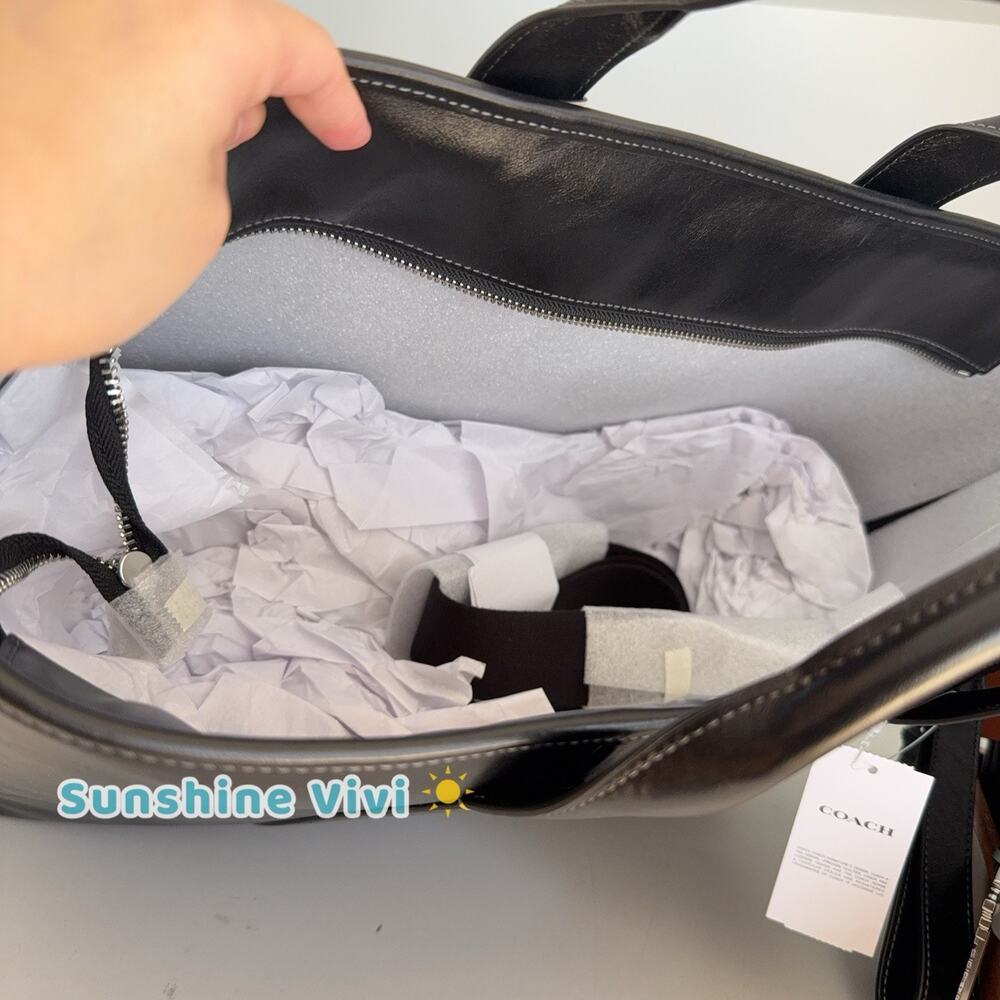 NWT Coach Grayson Tote Bag Charm CDY45 Silver/Black Shiny smooth Calf Leather - Picture 6 of 9